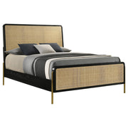Arini Rattan California King Panel Bed Black and Natural - 224330KW
