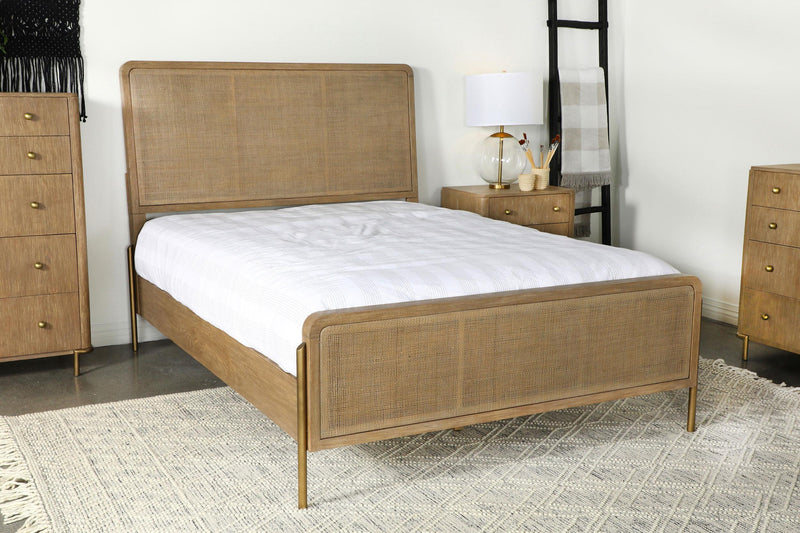 Arini Rattan California King Panel Bed Sand Wash and Natural - 224300KW