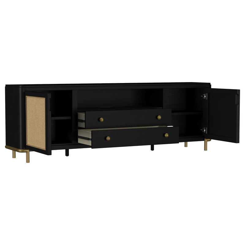Arini Rattan Cane 2-door TV Stand Media Console Black - 720263