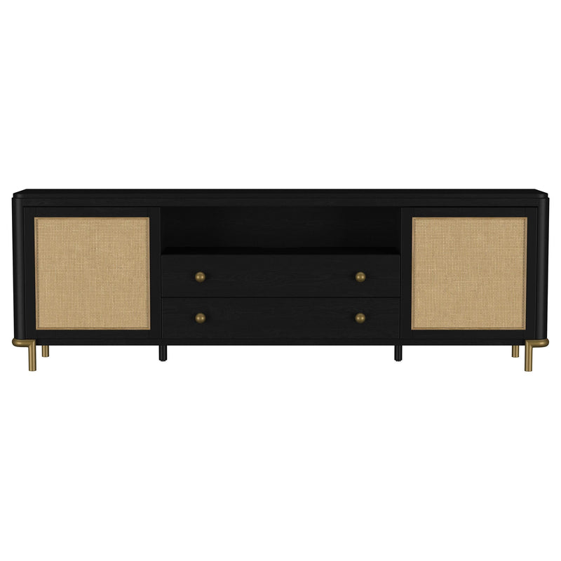 Arini Rattan Cane 2-door TV Stand Media Console Black - 720263