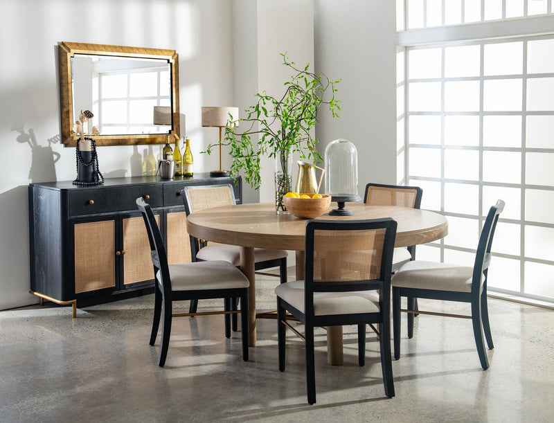 Arini Rattan Cane Dining Side Chair Black (Set of 2) - 108932BLK