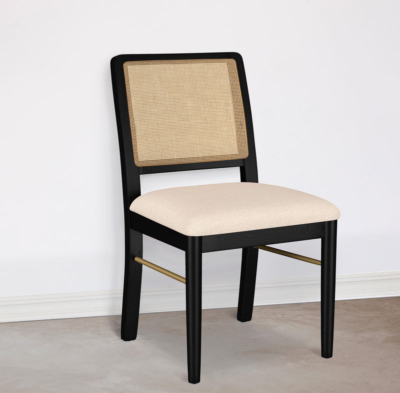 Arini Rattan Cane Dining Side Chair Black (Set of 2) - 108932BLK