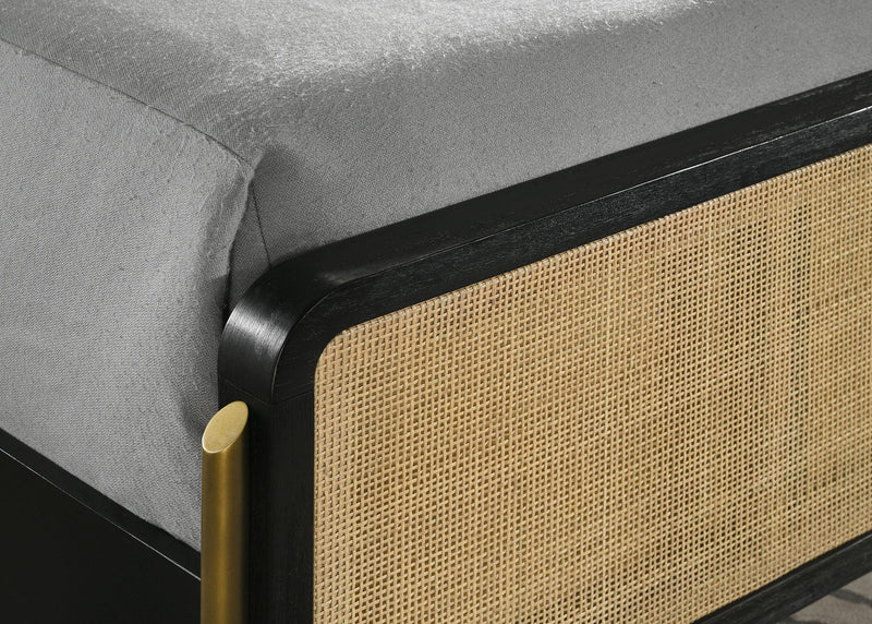 Arini Rattan Queen Panel Bed Black and Natural - 224330Q
