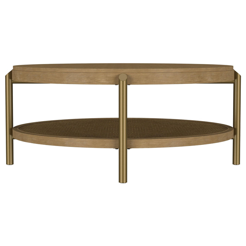 Arini Round Coffee Table With Storage Shelf Sand Wash - 706188