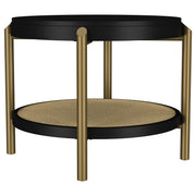 Arini Round End Side Table With Storage Shelf Black - 706197