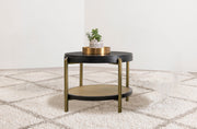 Arini Round End Side Table With Storage Shelf Black - 706197