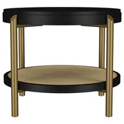Arini Round End Side Table With Storage Shelf Black - 706197