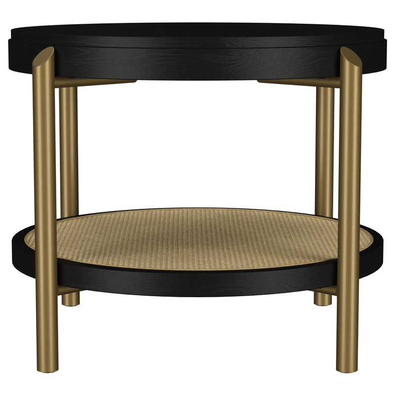 Arini Round End Side Table With Storage Shelf Black - 706197