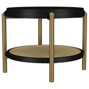 Arini Round End Side Table With Storage Shelf Black - 706197
