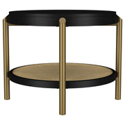 Arini Round End Side Table With Storage Shelf Black - 706197