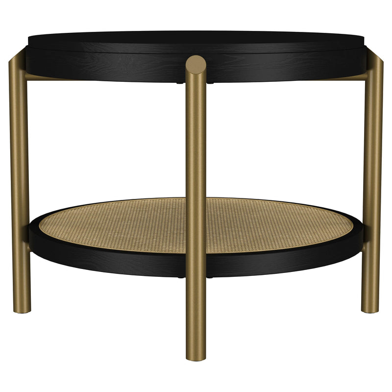 Arini Round End Side Table With Storage Shelf Black - 706197