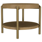 Arini Round End Side Table With Storage Shelf Sand Wash - 706187