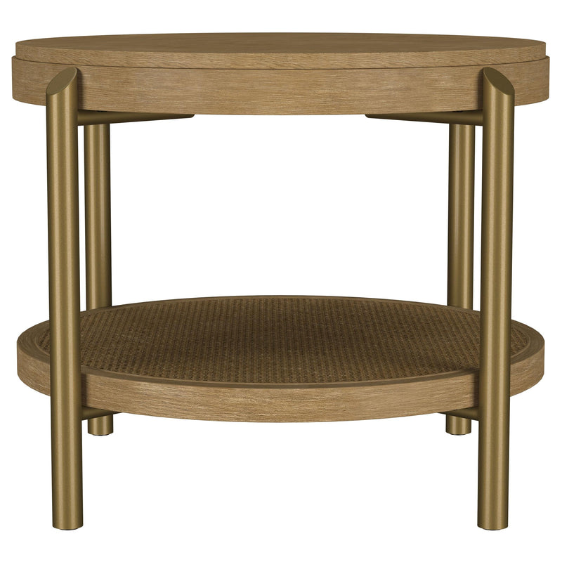 Arini Round End Side Table With Storage Shelf Sand Wash - 706187
