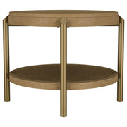 Arini Round End Side Table With Storage Shelf Sand Wash - 706187