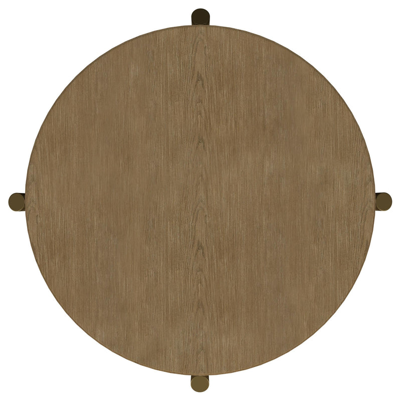 Arini Round End Side Table With Storage Shelf Sand Wash - 706187