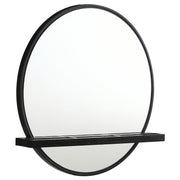 Arini Round Vanity Wall Mirror with Shelf Black - 224338