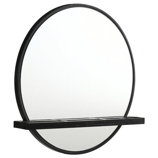 Arini Round Vanity Wall Mirror with Shelf Black - 224338