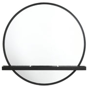Arini Round Vanity Wall Mirror with Shelf Black - 224338