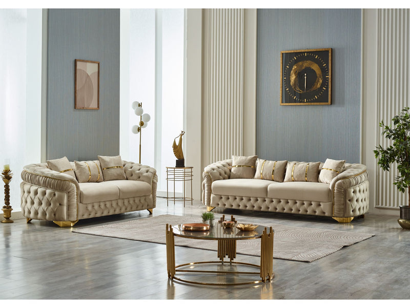 Arizona 3-pieces (Sofa & Loveseat & Chair) Livingroom Set Beige in Beige - 101-ARI-ANK529-321