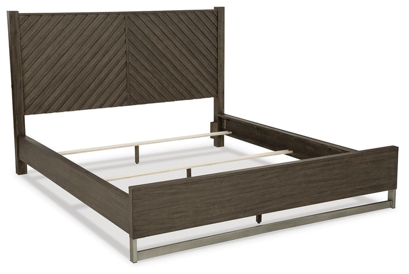 Arkenton Grayish Brown King Panel Bed - B786B4