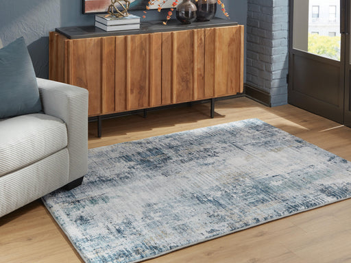 Arlenmont Blue/White/Brown 5' x 7' Memory Foam Area Rug - R407482