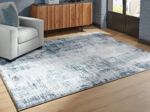 Arlenmont Blue/White/Brown 7'6" X 9'6" Memory Foam Area Rug - R407481