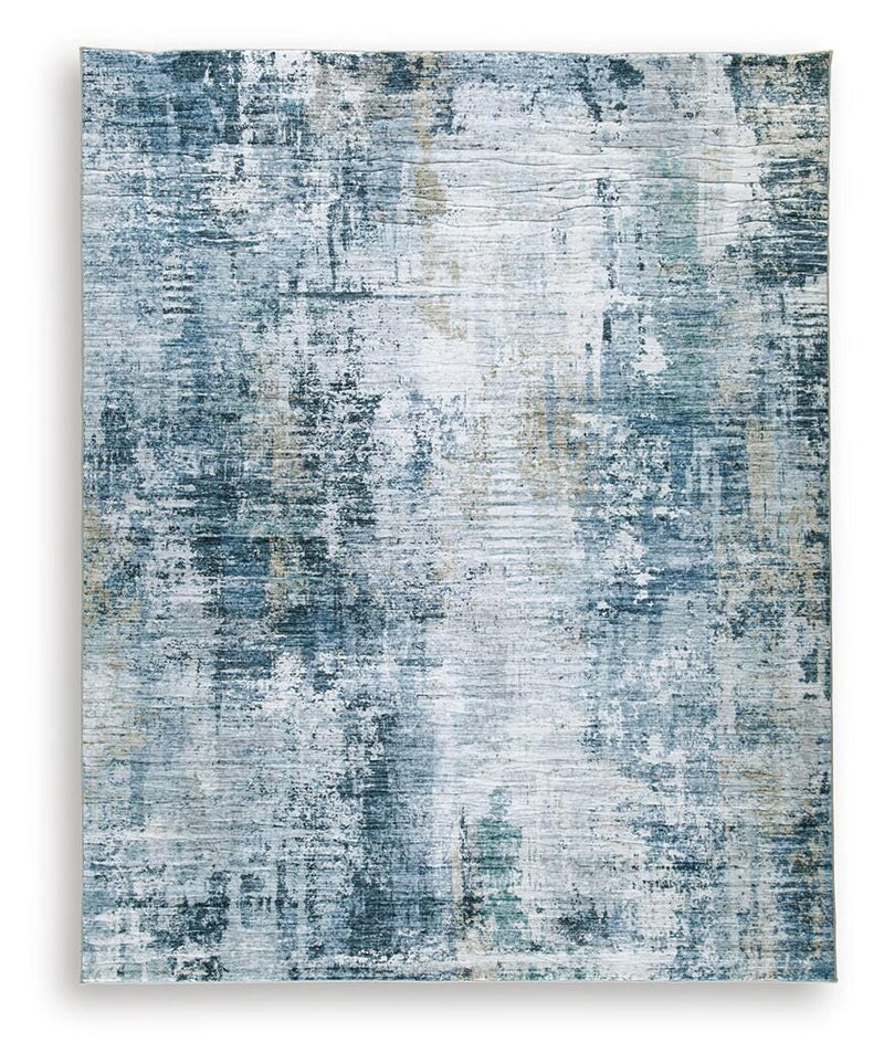 Arlenmont Blue/White/Brown 7'6" X 9'6" Memory Foam Area Rug - R407481