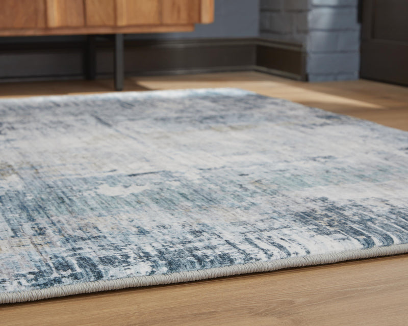 Arlenmont Blue/White/Brown 7'6" X 9'6" Memory Foam Area Rug - R407481