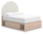 Arloster Tan/White Full Upholstered Panel Bed with Storage - PCB1566B5