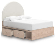 Arloster Tan/White Full Upholstered Panel Bed with Storage - PCB1566B5