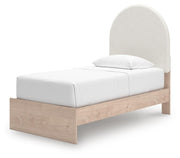 Arloster Tan/White Twin Upholstered Panel Bed - PCB1566B2