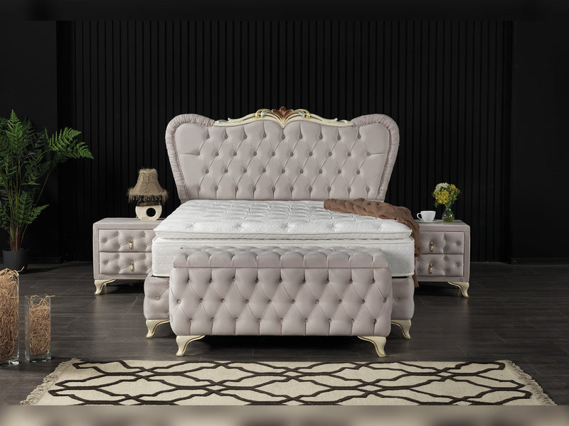 Armada Storage Bed With Headboard Cream - King in Cream - 110-ARM-L01-200-SB