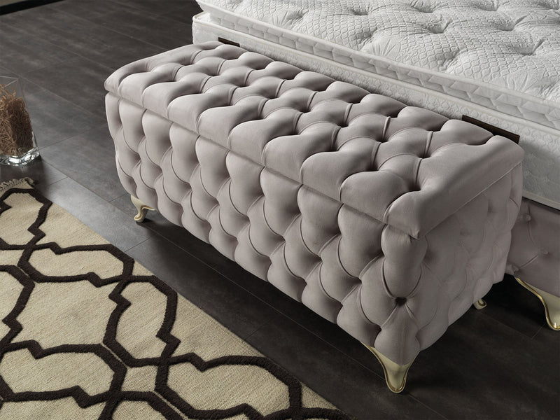 Armada Storage Bed With Headboard Cream - Queen in Cream - 110-ARM-L01-150-SB