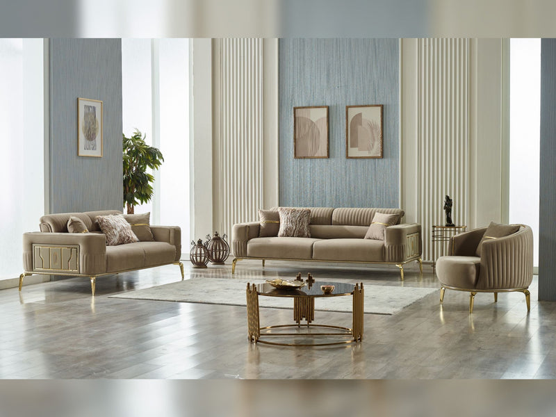Armoni 3-pieces (Sofa & Loveseat & Chair) Livingroom Set Beige in Beige - 101-ARM-LV260-321