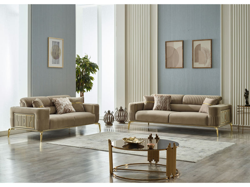 Armoni 3-pieces (Sofa & Loveseat & Chair) Livingroom Set Beige in Beige - 101-ARM-LV260-321