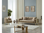 Armoni Convertible Sofa Beige With Gold Legs in Beige - 101-ARM-LV260-3