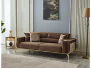 Armoni Convertible Sofa Brown With Gold Legs in Brown - 101-ARM-LV406-3