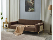 Armoni Convertible Sofa Brown With Gold Legs in Brown - 101-ARM-LV406-3