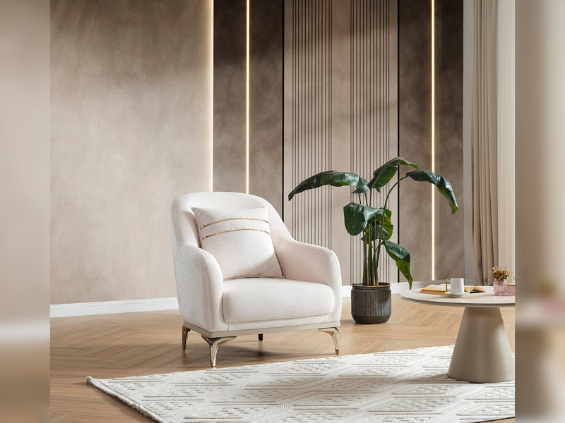 Armoni Elf 3-pieces (Sofa & Loveseat & Chair) Livingroom in White - Grey - 200-ELIF-ARM-A535-321