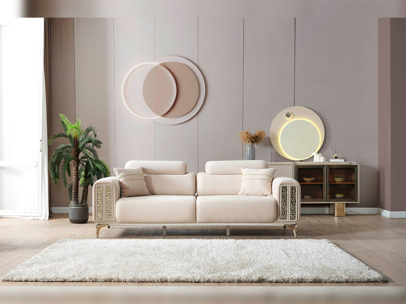 Armoni Elf 3-pieces (Sofa & Loveseat & Chair) Livingroom in White - Grey - 200-ELIF-ARM-A535-321