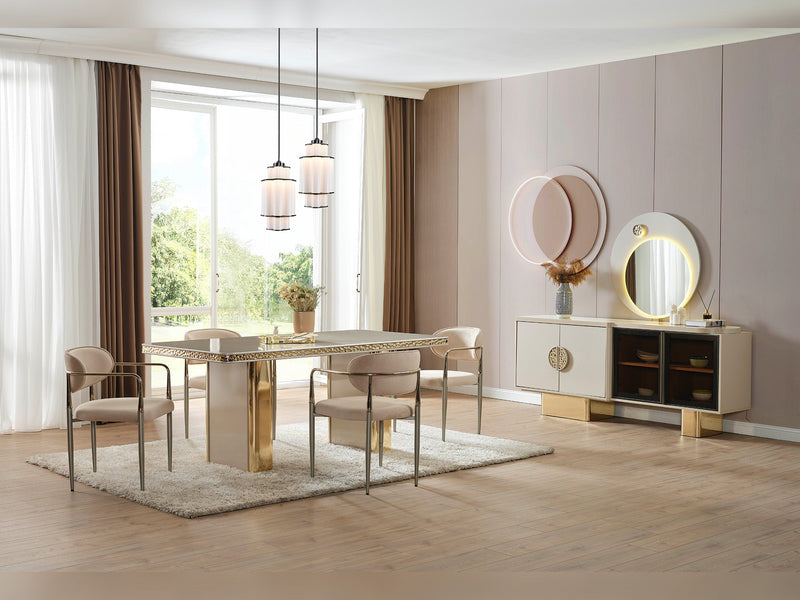 Armoni Elf Diningroom (Consol With Mirror & Dining Table & 6 Dining Chair) - 200-ELIF-ARM-A532-DT-6-SET