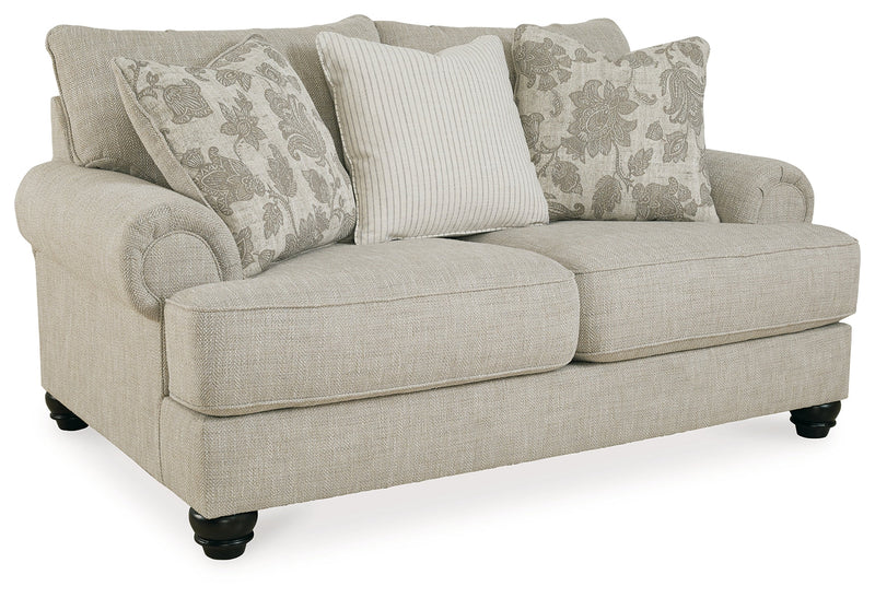 Asanti Sofa, Loveseat, Chair and Ottoman in Fog - PKG012990