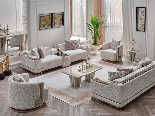 Asel 4-pieces (Four Seat Sofa & Sofa & 2 Chair) Livingroom in Cream - 200-SAN-ASE-CRE-4311
