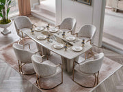 Asel Diningroom (Consol With Mirror & Dining Table & 6 Dining Chair) - 200-SAN-ASE-DT-6-SET