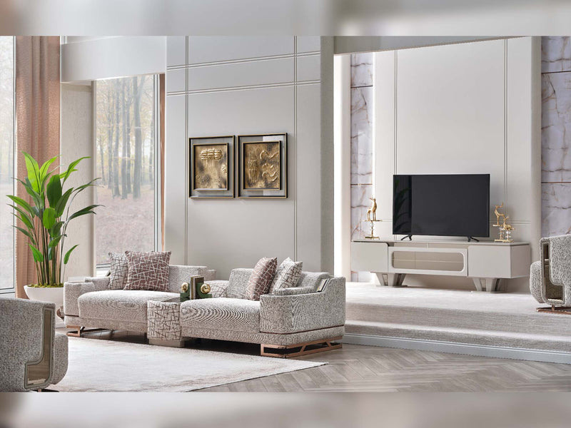 Asel Stationary Four Seat Sofa in Cream - 200-SAN-ASE-CRE-4