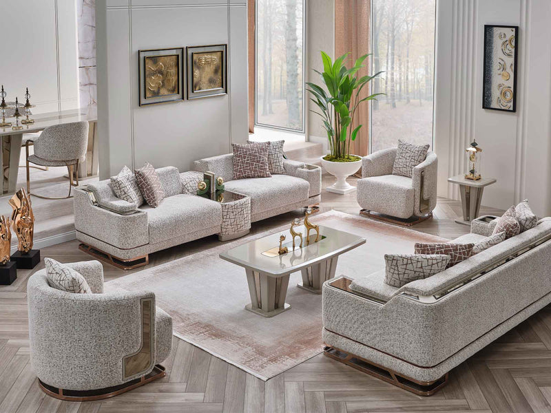 Asel Stationary Four Seat Sofa in Cream - 200-SAN-ASE-CRE-4