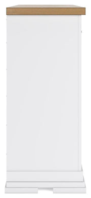 Ashbryn California King Panel Storage Bed, Dresser and 2 Nightstands in White/Natural - PKG016980