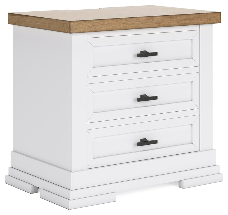Ashbryn California King Panel Storage Bed with Mirrored Dresser and Nightstand in White/Natural from Ashley - DMV Furniture