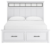 Ashbryn California King Panel Storage Bed with Mirrored Dresser and Nightstand in White/Natural from Ashley - DMV Furniture