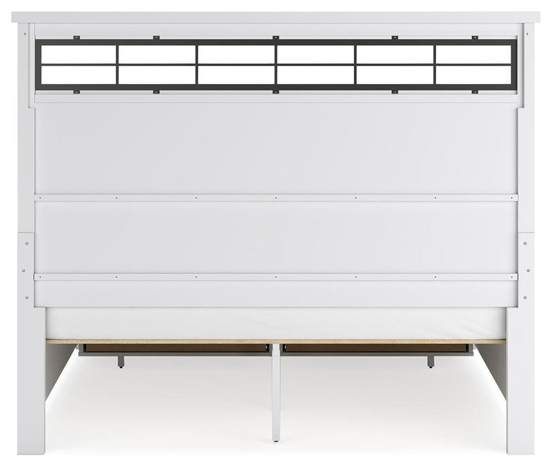 Ashbryn King Panel Storage Bed and 2 Nightstands in White/Natural - PKG016972